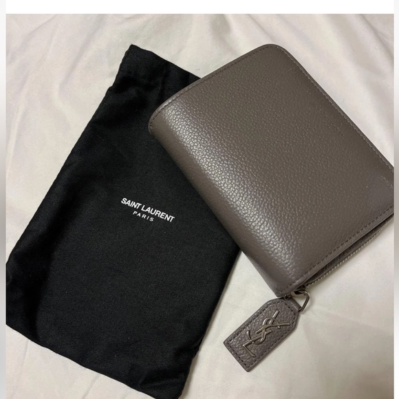 Yves Saint Laurent Handbags - Authentic YSL  Zip Around Compact wallet 
Gray pebble  Leather in EUC dust bag
